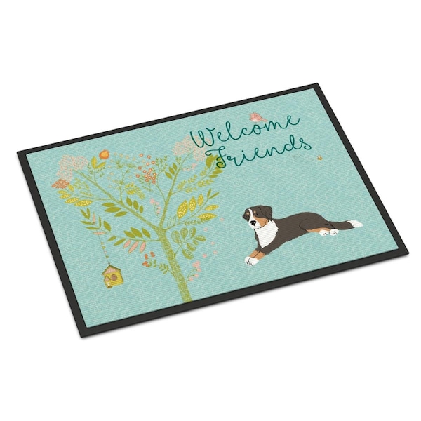 Carolines Treasures Welcome Friends Bernese Mountain Dog Indoor or Outdoor Mat, 18 x 27 in. BB7579MAT - main